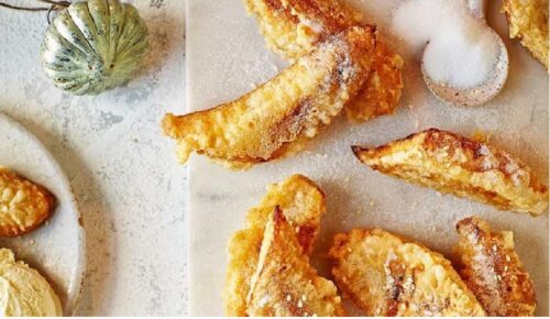 Crispy banana fritters