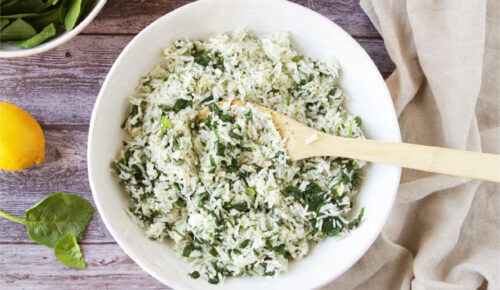 Lemon & spinach rice with feta