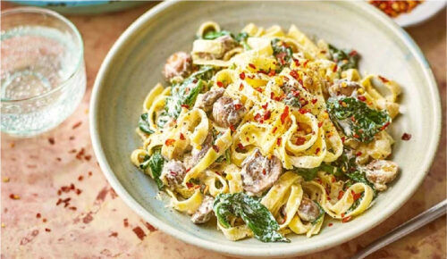 mushroom & spinach pasta